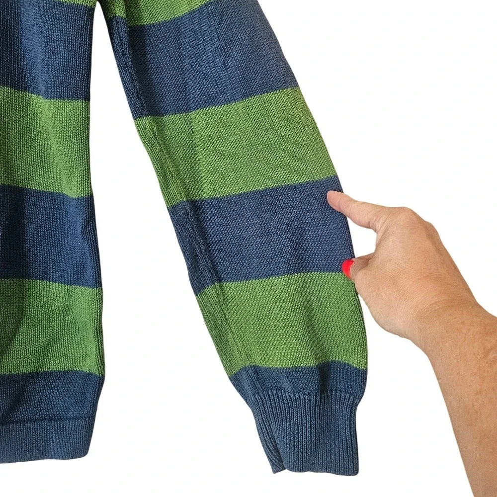 Abercrombie & Fitch Men's XL Blue Green Rugby Stripe Crewneck Sweater Preppy
